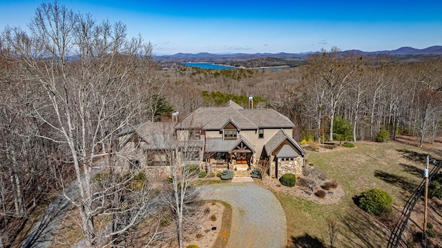 aerial view featuring a mountain view