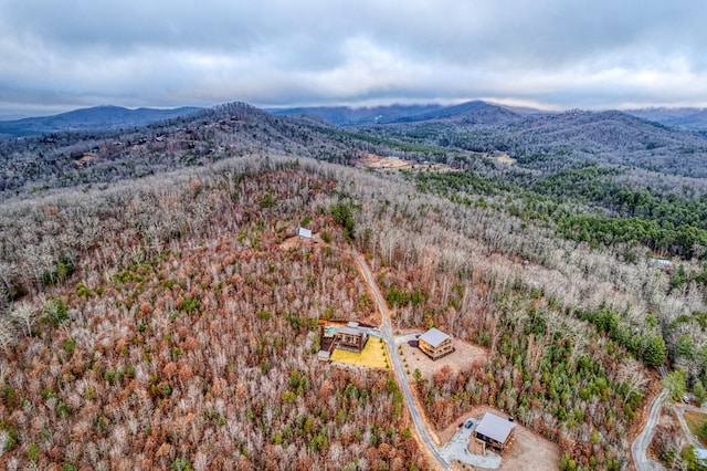 birds eye view of property with a mountain view