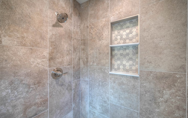 interior details featuring tiled shower