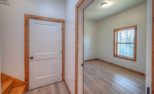 hall featuring light hardwood / wood-style floors