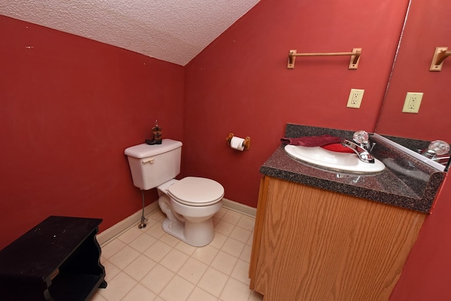 8300 Soapstone Creek Cir, Hiawassee, GA 30546 - half bath featuring vanity, a textured ceiling, and tile patterned floors