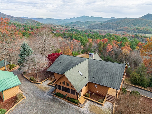 aerial view featuring a mountain view