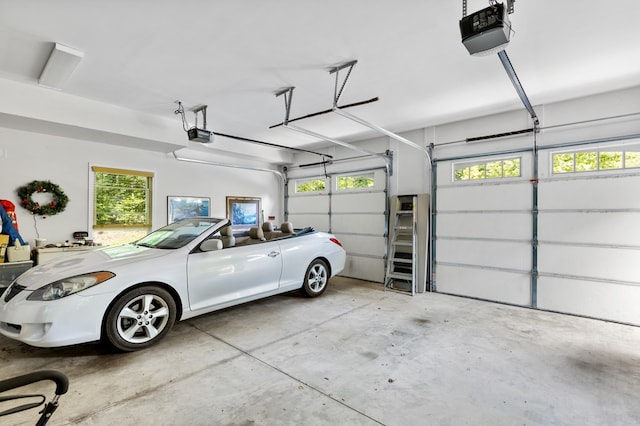 garage with a garage door opener