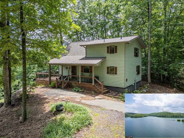40 White Cloud Dr, Murphy, NC 28906 - view of front of home featuring crawl space, a porch, and a water view