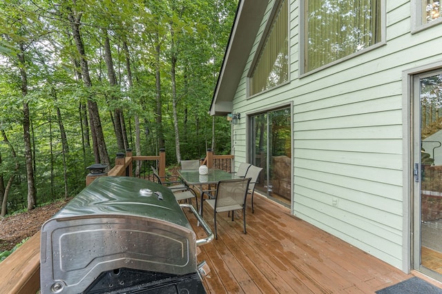 40 White Cloud Dr, Murphy, NC 28906 - wooden terrace featuring outdoor dining space and grilling area