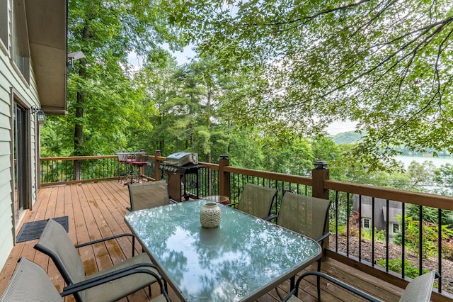 40 White Cloud Dr, Murphy, NC 28906 - wooden terrace featuring outdoor dining area and area for grilling