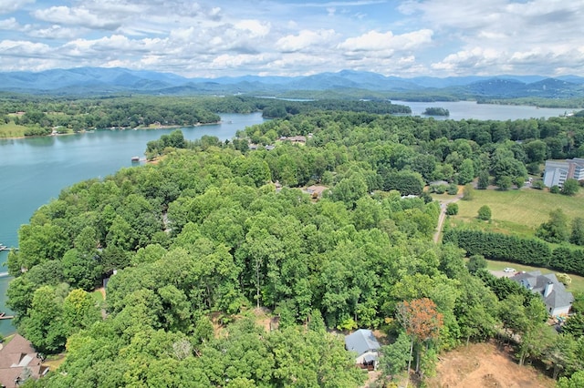 aerial view with a water and mountain view