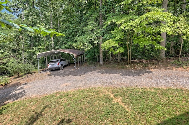 view of yard with a carport