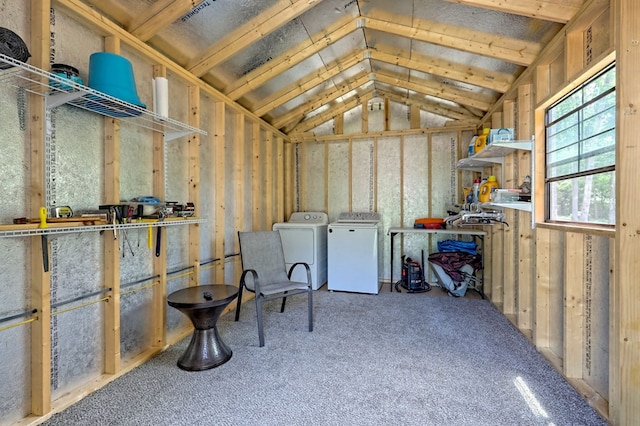 storage area with independent washer and dryer