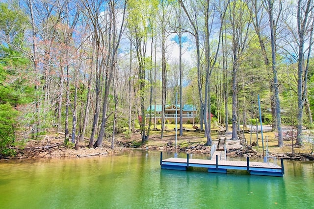 view of dock featuring a water view