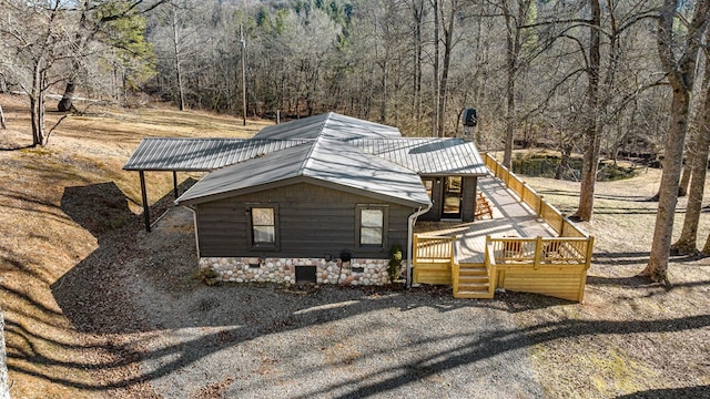 view of front of property featuring a deck