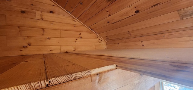 view of sauna / steam room with wood walls and wooden ceiling