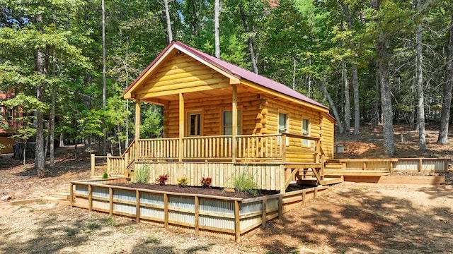 cabin with covered porch