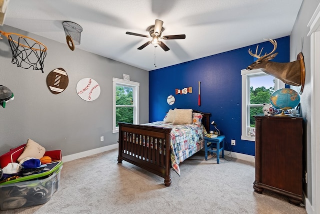 135 Adams Farm Dr, Blairsville, GA 30512 - bedroom with carpet, baseboards, and ceiling fan