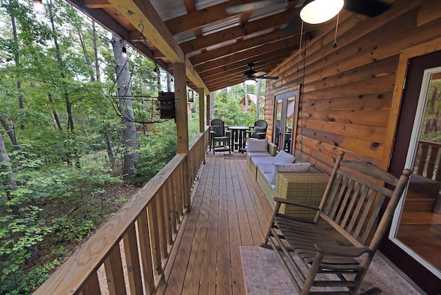 deck featuring ceiling fan