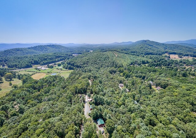 drone / aerial view featuring a mountain view