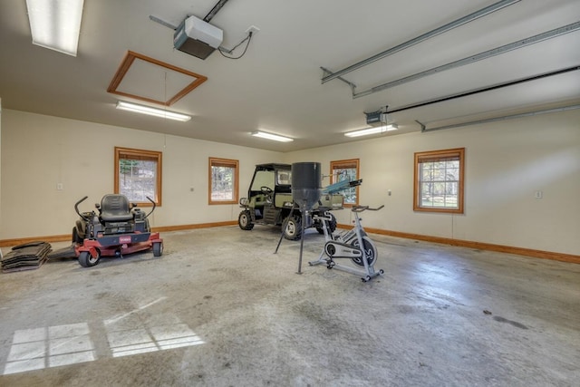 garage with a garage door opener