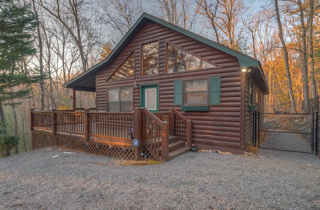 view of log-style house