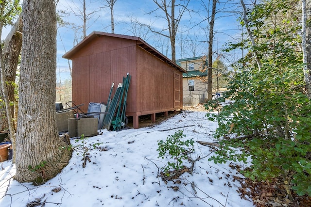 view of snow covered exterior