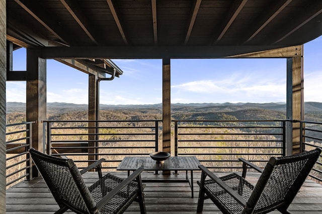 deck with a mountain view