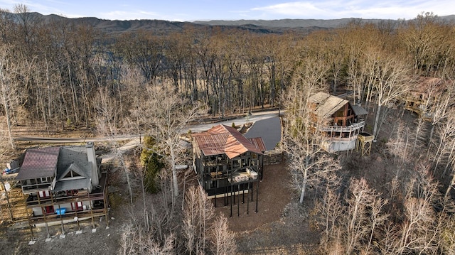 birds eye view of property with a mountain view