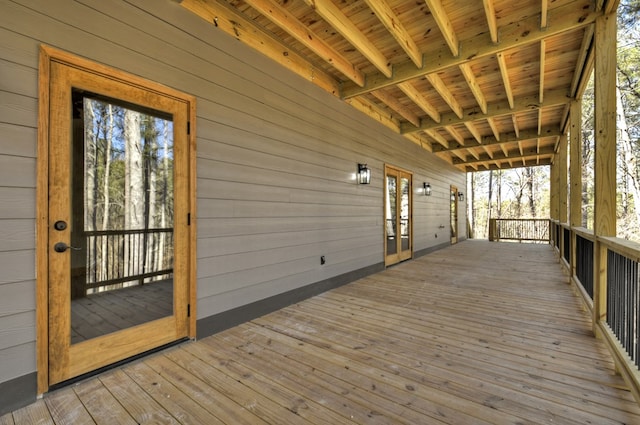 wooden deck with french doors