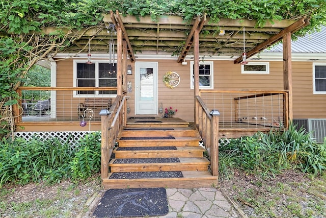 entrance to property with central air condition unit