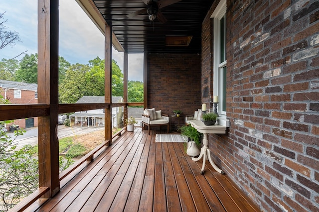 deck featuring ceiling fan