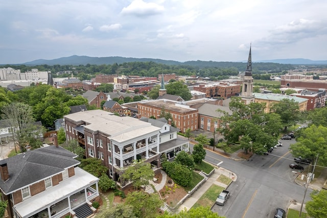 aerial view with a mountain view