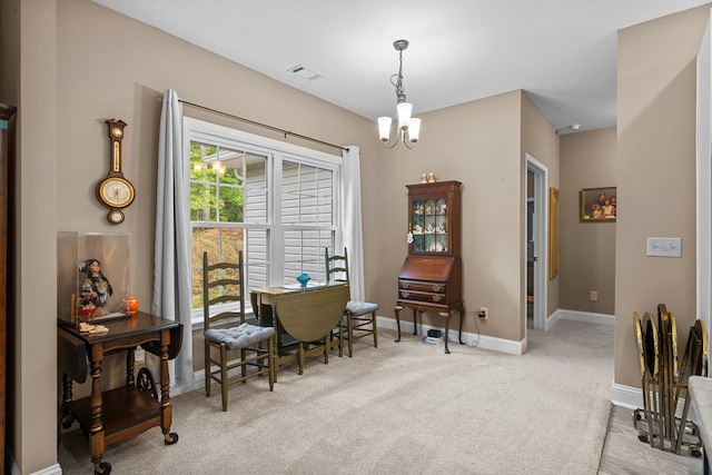 2092 Pleasant Grove Rd, Blairsville, GA 30512 - sitting room with a chandelier, an office area, carpet floors, and baseboards
