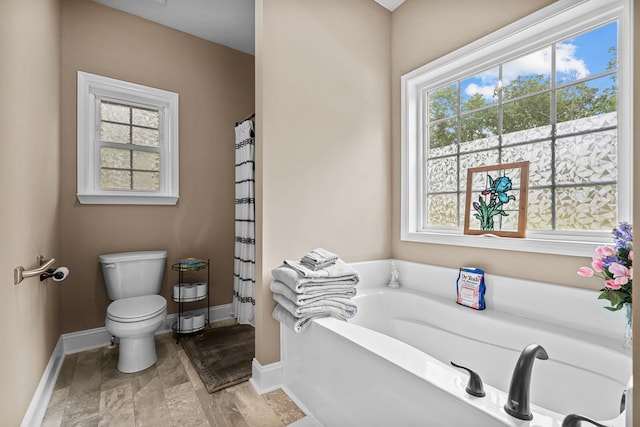 2092 Pleasant Grove Rd, Blairsville, GA 30512 - bathroom with baseboards, a garden tub, and toilet