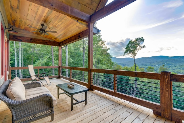 370 High Ridge Rd, Epworth, GA 30513 - deck featuring a mountain view and a ceiling fan