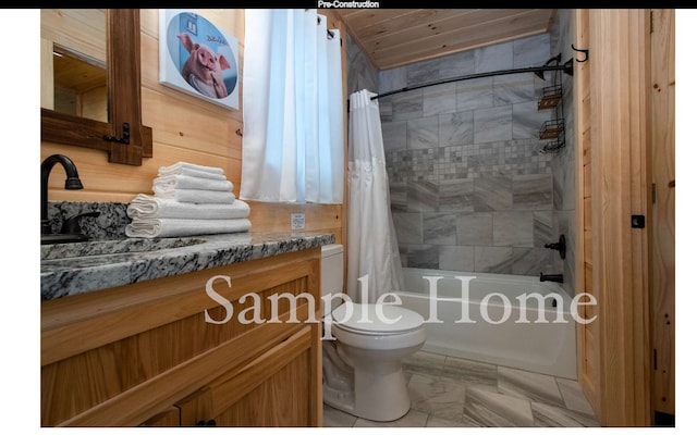 full bathroom featuring vanity, toilet, and shower / bath combo with shower curtain