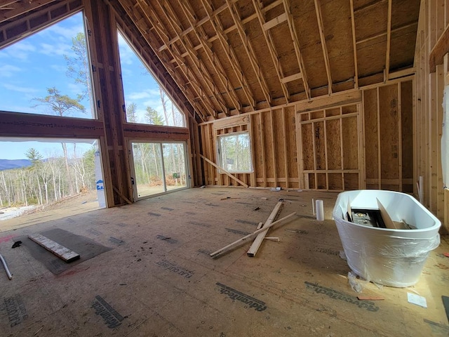 misc room featuring high vaulted ceiling