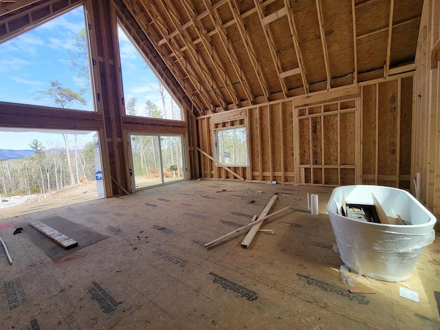 misc room featuring high vaulted ceiling