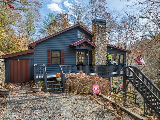 view of log home