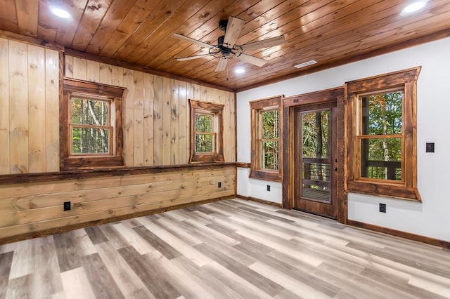 unfurnished room with a healthy amount of sunlight and light wood-type flooring