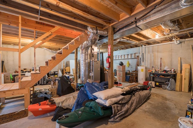 basement with water heater