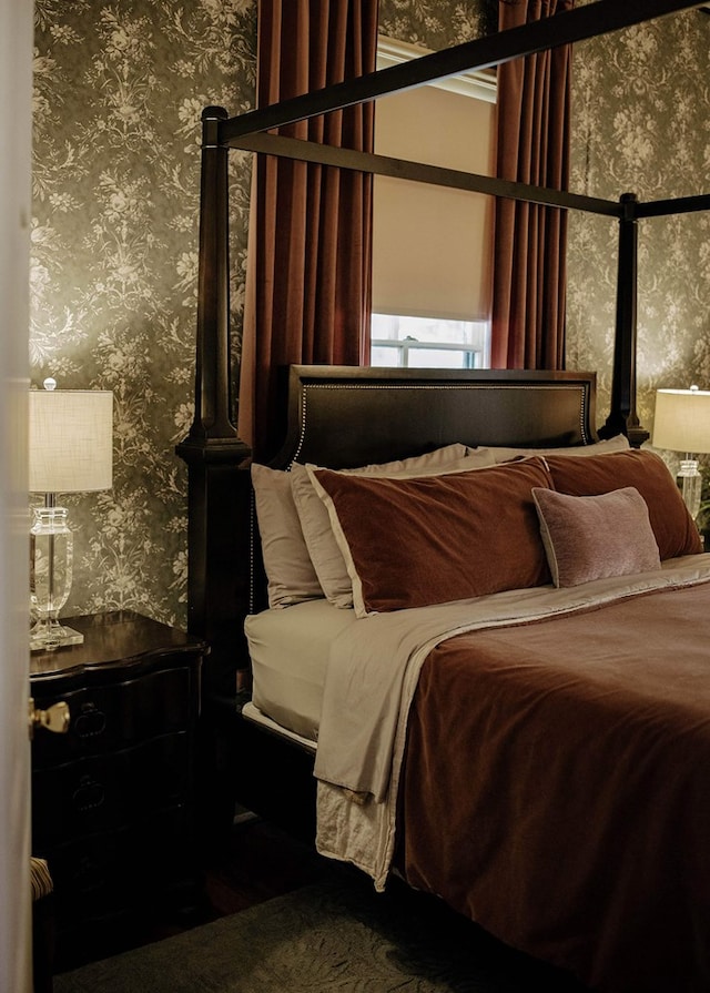 477 W First St, Blue Ridge, GA 30513 - bedroom with wallpapered walls