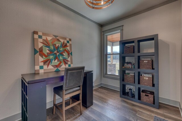 office area featuring dark hardwood / wood-style flooring