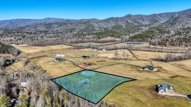 aerial view with a mountain view