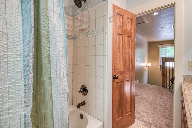249 Whispering Pine Trl, Murphy, NC 28906 - bathroom featuring shower / bath combo and a textured ceiling
