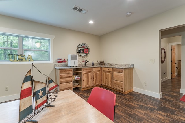 249 Whispering Pine Trl, Murphy, NC 28906 - home office featuring dark wood-type flooring, baseboards, recessed lighting, and wet bar