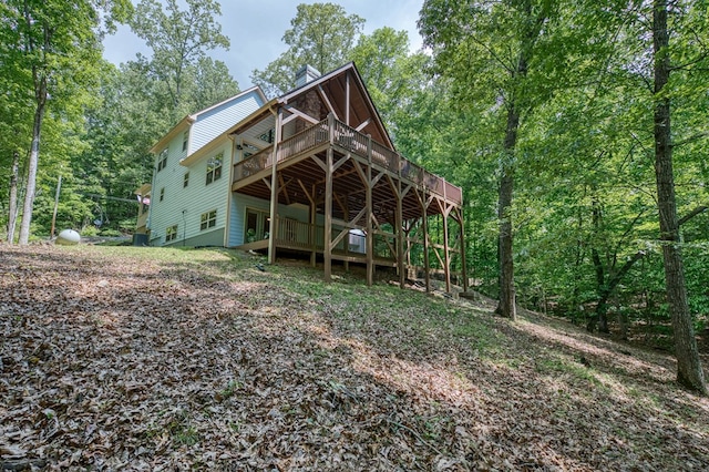 249 Whispering Pine Trl, Murphy, NC 28906 - rear view of house featuring a chimney and a wooden deck