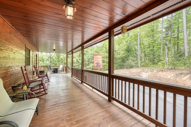 deck featuring covered porch