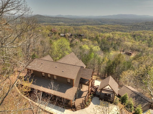 bird's eye view with a mountain view