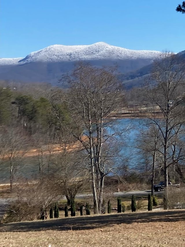 property view of mountains featuring a rural view and a water view