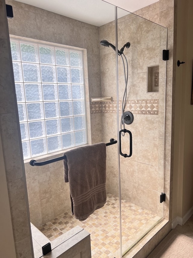 full bathroom featuring a healthy amount of sunlight and a stall shower