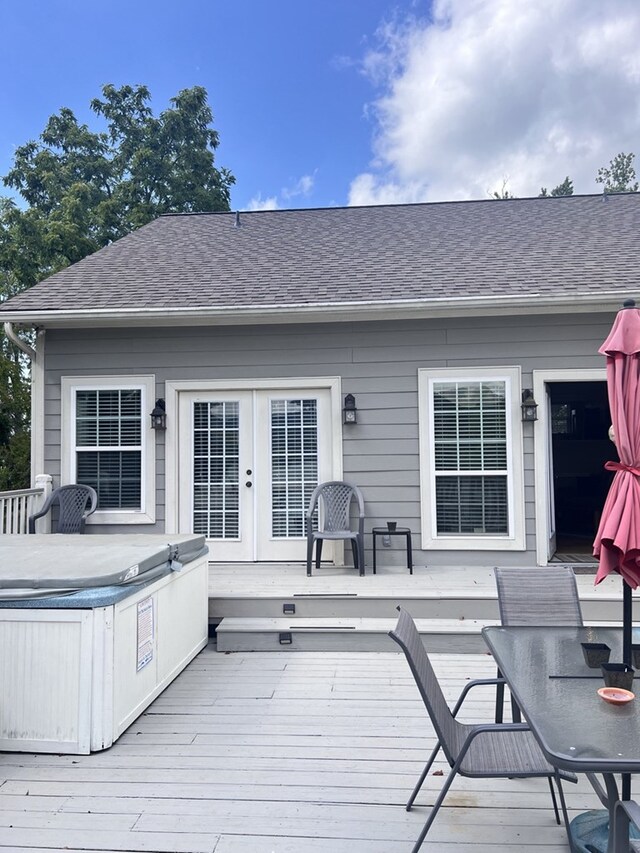 wooden deck with french doors