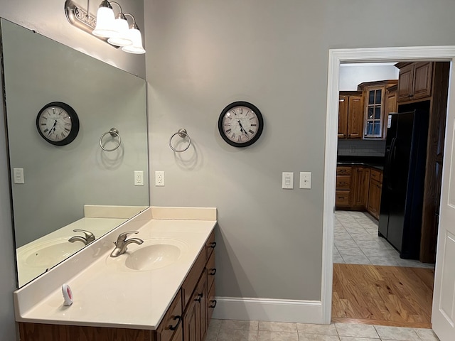 1647-8H Lakeview Dr, Young Harris, GA 30582 - bathroom featuring tile patterned flooring, baseboards, backsplash, and vanity